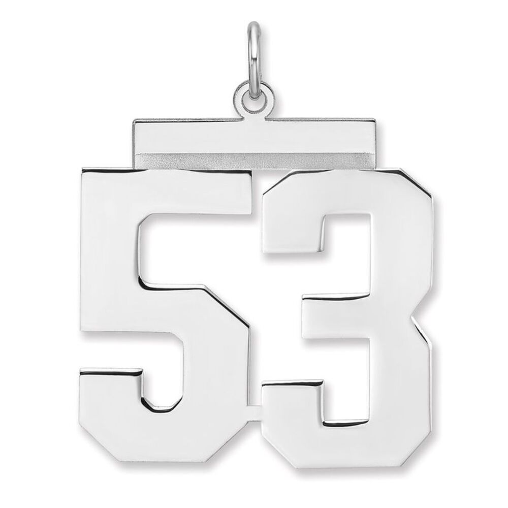 Sterling Silver, Athletic Collection, XL Polished Number 53 Pendant